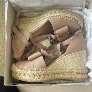 Salvatore Ferragamo Double Vara Bow Leather Wedge Espadrille